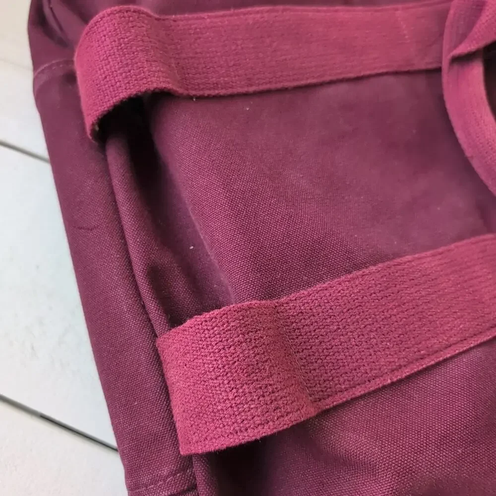 Vintage Maroon Canvas Lands' End Square Rigger Briefcase Bag Adjustable Strap